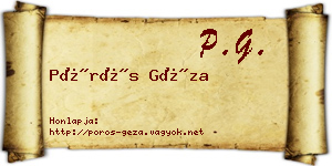 Pörös Géza névjegykártya